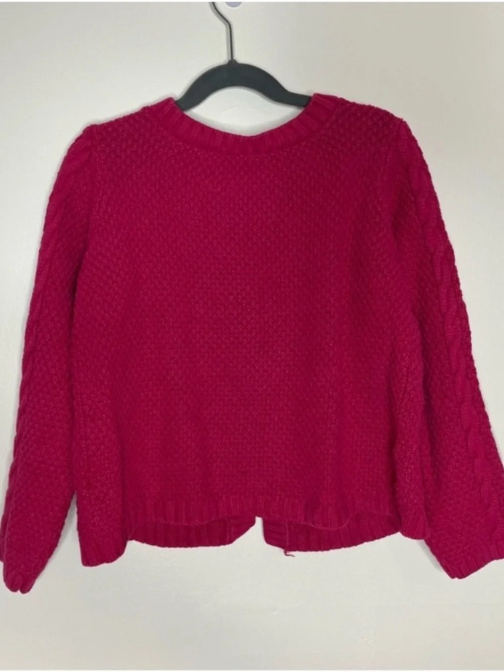 Hanna Andersson girls hot pink cable knit cardigan sweater 120 (6-7)
